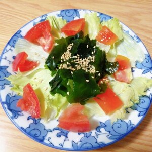 海藻とレタストマトのサラダ